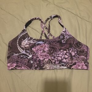 LULULEMON Purple Floral-Print Strappy Sports Bra - Women